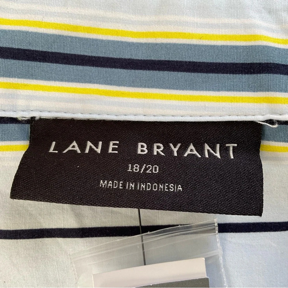 Lane Bryant No Peek Shirt Sz 18/20 Striped Blue/Yellow Cotton Fit & Flare NWT - Picture 3 of 12